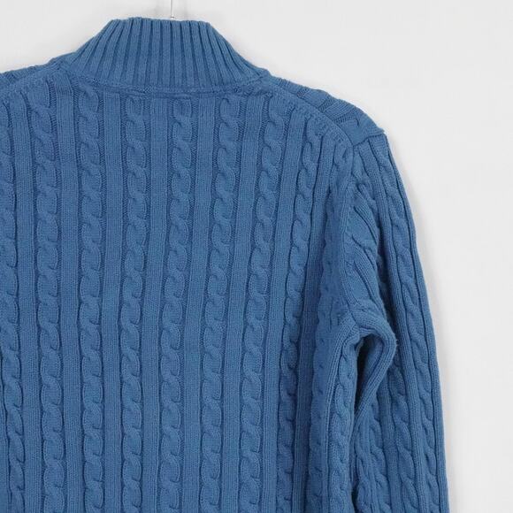 LL Bean Sweater Women Large Blue Cable Knit Full Zip Chunky Outdoors Casual Fall - Picture 9 of 15